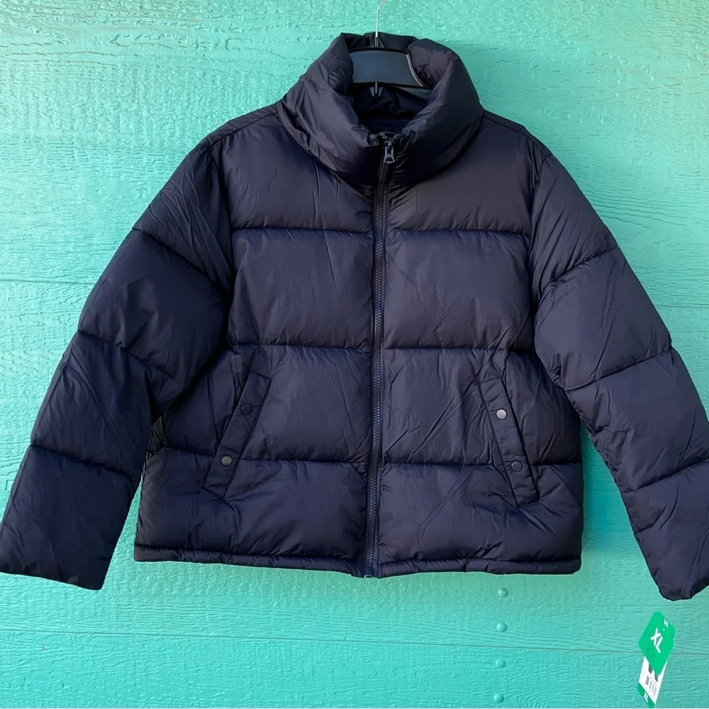 HUDSON NAVY BLUE HIGH NECK PUFFER JACKET SIZE XL NWT
